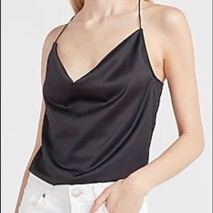 EXPRESS Satin Cowl Neck Racerback Cami